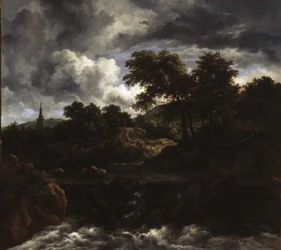 Paesaggio boscoso con cascata, c.1660